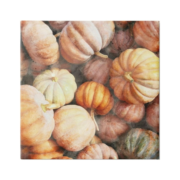 Stupell Industries Fall Pumpkins & Gourds Holiday Painting Gallery Wrapped Canvas Print Wall Art, 17 x 17
