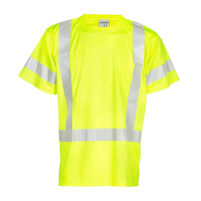 Kishigo Unisex High Visibility Reflective Short Sleeve Class 3 T-Shirt 9118, Polyester, ANSI 107 Type R / Class 3, Construction, Roadwork, Traffic, Landscaping, Railroad, Utility (Lime, 3X)