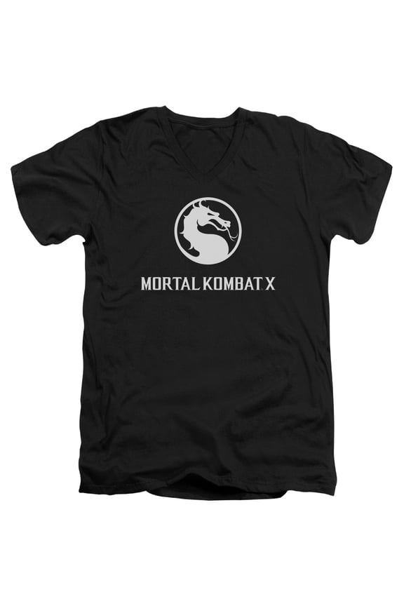 Mortal Kombat X - Dragon Logo - Slim Fit V Neck Shirt - Large