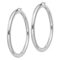 thumbnail image 2 of 925 Sterling Silver Women's Rhodium Plated Classic Tube 5mm Round Hoop Earrings | 65mm, 2 of 4