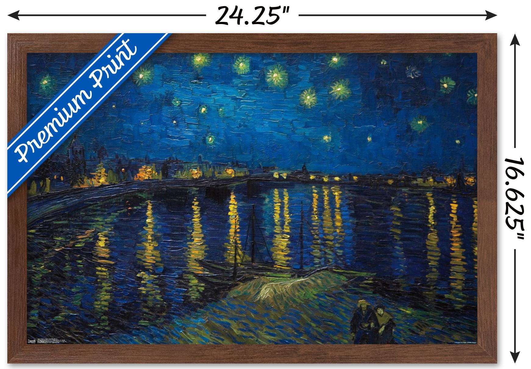 Starry Night over The Rhone by Vincent van Gogh Wall Poster, 14.725" x 22.375", Framed