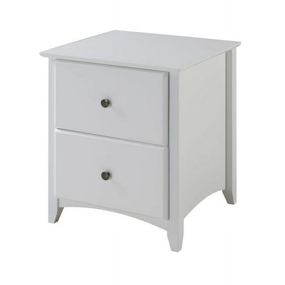 2 Drawer Wood Shaker Style Night Stand- White