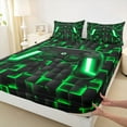 thumbnail image 3 of Homewish Gamepad Gaming Full Size Sheets,Modern Geometric Checkered Bed Sheets,Green Black Sheet Sets For Kids,Luxury Bedroom Decor,4 Pieces, 3 of 7