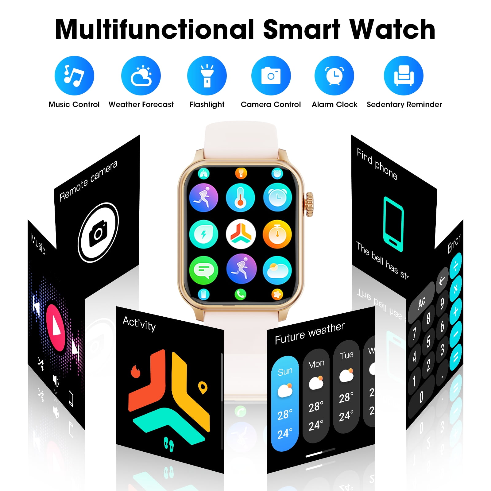 Mingdaln 46mm Extra Large Battery Smartwatch, (Answer Make Calls/Standby Time 60 Days/120+ Sport Mode)fits for Android and iPhone Devices,perfect gift (Pink)