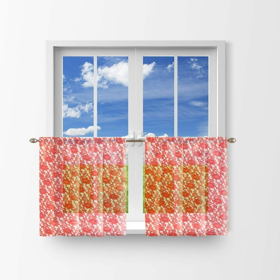 Floral Lace Café Tier Curtains Window Treatment Kitchen Home Décor