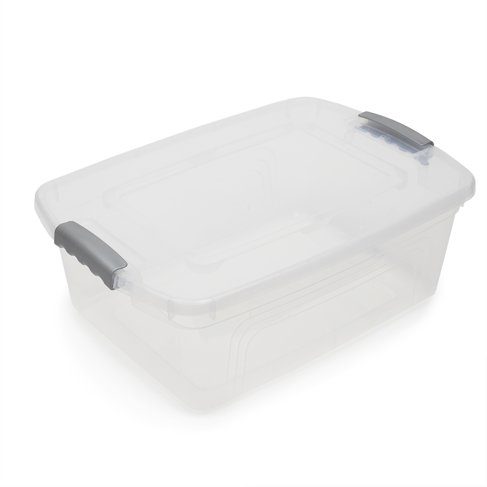Home Basics 20L Rectangular Plastic Storage Container, Clear