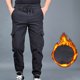 thumbnail image 4 of Pantalones largos de moda para hombre, con bolsillos laterales, cintura elástica, ribete en las piernas, forro polar, ropa de trabajo, pantalones de poliéster para hombre., 4 of 9