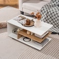 thumbnail image 4 of Costway Geometric Coffee Table with Storage Shelves 3-Tier Rectangular Tea Table Natural + White, 4 of 10