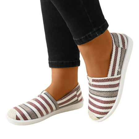 

adviicd Sandals Women Size 7w Women Shallow Mouth Simple Single Shoes Casual Shoes Work Shoes Canvas Colorblock