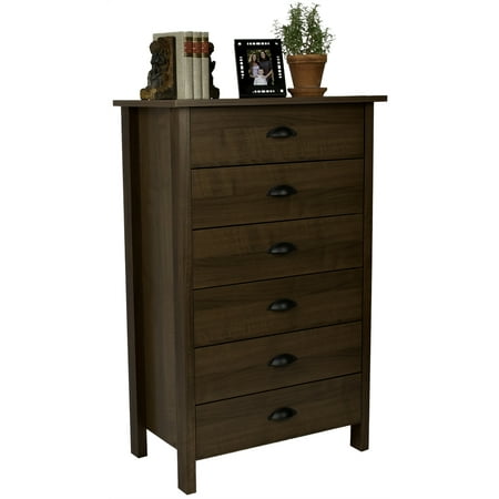 16 Drawer Chest - 6 Drawer Nouvelle Chest, 28-1/2 x 16 x 44-1/2, Walnut