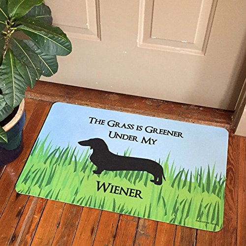 Grass Is Greener Under My Wiener Doormat Indoor Outdoor Felted