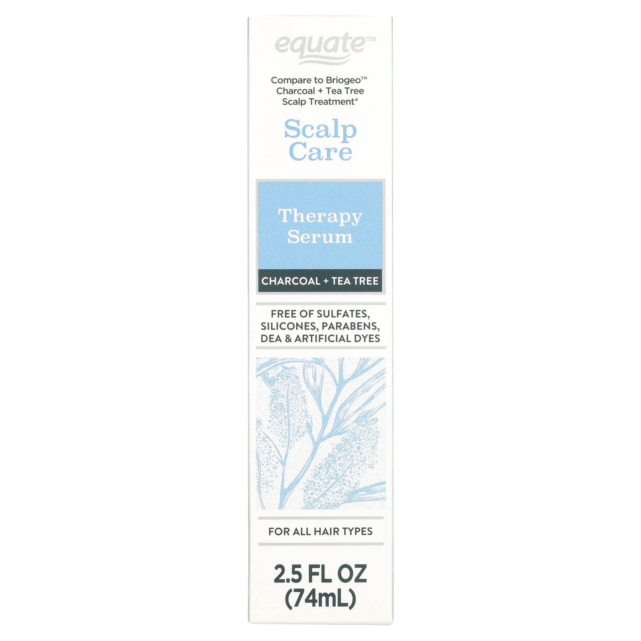 Equate Scalp Care Sulfate Free Therapy Hair Serum with Charcoal & Tea Tree, 2.5 fl oz