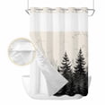 thumbnail image 2 of Mist Forest No Hook Shower Curtain Waterproof, Bathroom Curtains with Snap in Liners and See Through Top Window, Beige Farmhouse Vintage Nature Scenery Hotel Style Bathtub Curtains Shower 72"Wx84"L, 2 of 8