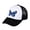 Abstract Blue Butterfly, Black, variant on Trucker Mesh Adjustable Snapback Baseball Cap, Abstract Blue Butterfly, Neon Yellow