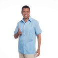 thumbnail image 3 of Traditional Cotton Blend Guayabera Men’s Short Sleeve Shirt (Light Blue, Small), 3 of 5