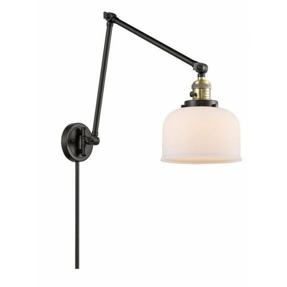 Innovations 238-BAB-G71 Large Bell 1 Light Swing Arm part of the Franklin Restoration Collection, Black Antique Brass