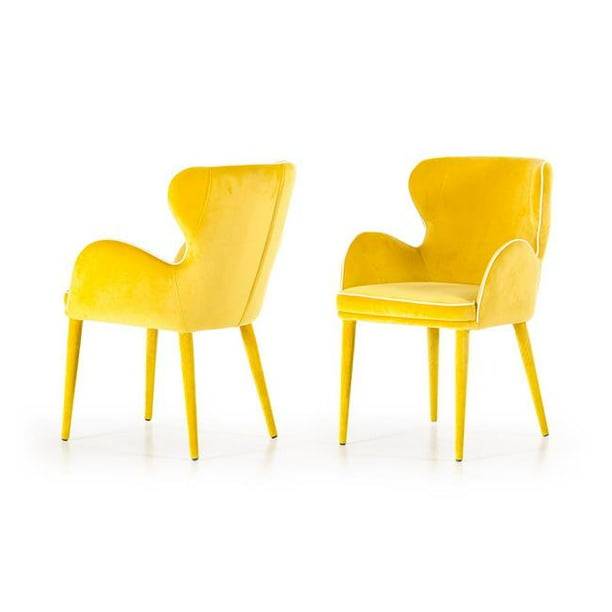 HomeRoots 283127 Chaise de Salle à Manger en Tissu Moderne - Jaune