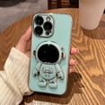 thumbnail image 4 of Compatible with iPhone 14 Pro Max Electroplated Case Women Girls Plating Astronaut Hidden Stand Case Camera Lens Protection Soft Silicone Case for iPhone 14 Pro Max 5g 6.7 inch (Green), 4 of 7