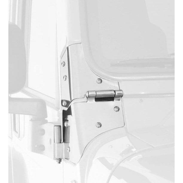 WINDSHIELD HINGES, 97-06 JEEP WRANGLER, STAINLESS - Jeep Parts Guy