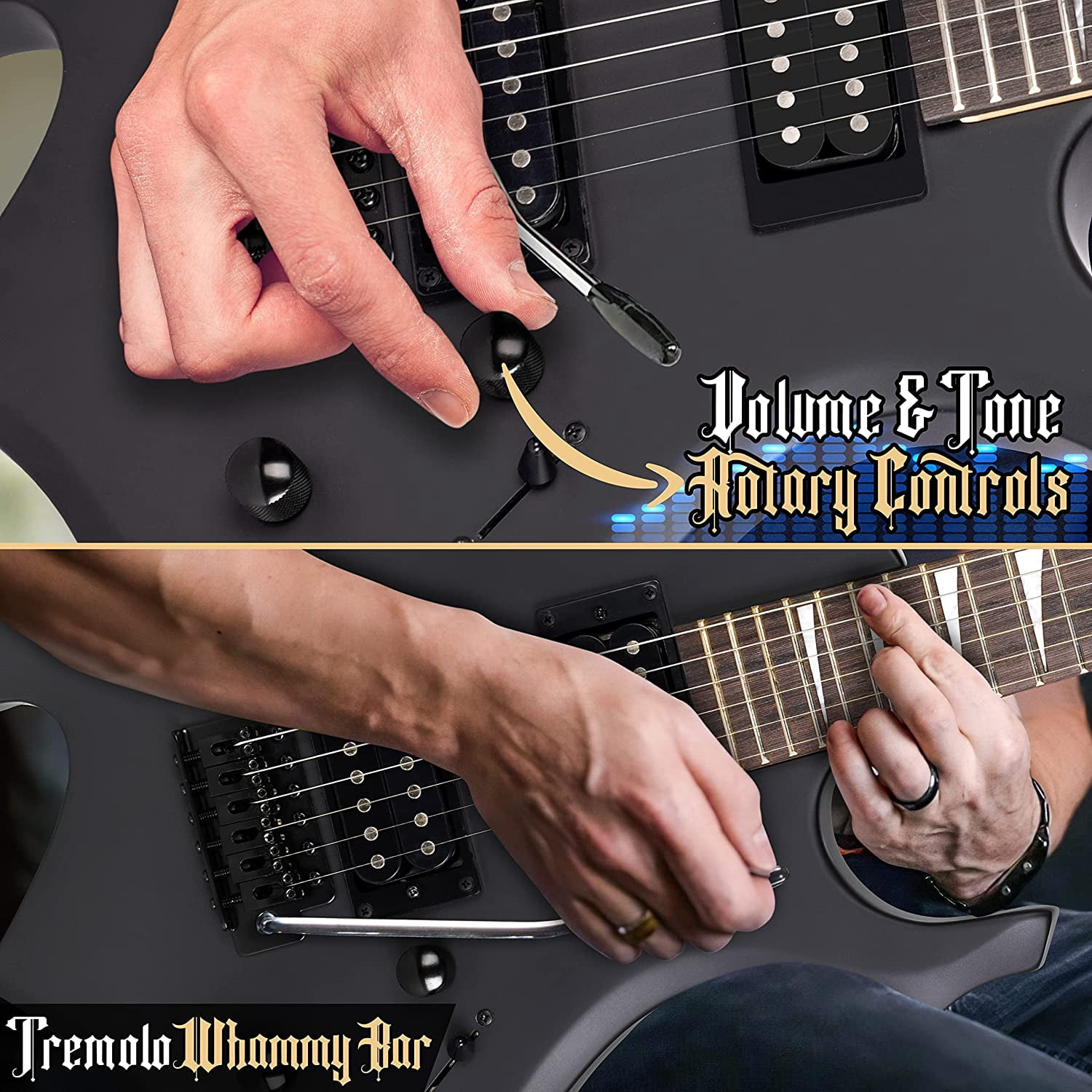 Pyle Heavy Metal Electric Guitar Axe W/ Amplifier Kit, Full Size Instrument W/ Amp & Accessories