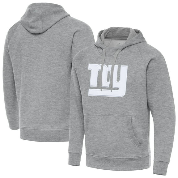 Men's Antigua Heather Gray New York Giants Victory Pullover Hoodie