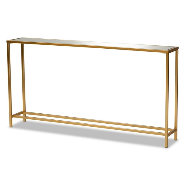 Baxton Studio Alessa Moderna y contemporánea Glam Gold Finished Metal y mesa consola de vidrio espejado Baxton Studio 1.93271E11