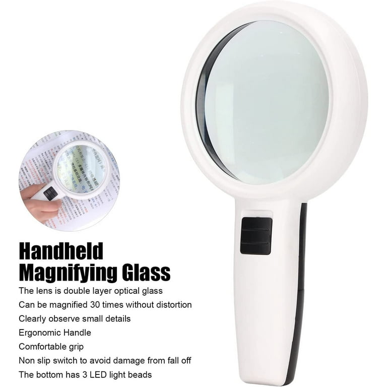  Handheld Magnifying Glass, 30x Double Layer Optical