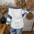 thumbnail image 3 of vdgthytj Womens Oversized Sweatshirt Striped Color Block Lapel Long Sleeve Pullover Top Trendy Fall Clothes, 3 of 5