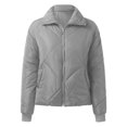 thumbnail image 6 of Lisingtool Winter Coats for Women's Pockets Full Zip Long Sleeve Quilted Jacket Short Bubble Coats Womens Coats Grey, 6 of 7