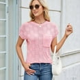 thumbnail image 4 of Women Summer Cap Sleeve Tops Casual Knit Short Sleeve Sweater Loose Fit Shirts Pink M, 4 of 9