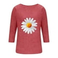 thumbnail image 4 of cocolona Womens Ribbed Sweaters Crew Neck 3/4 Sleeve Shirts Fashion Floral Print Pullover Tops Dressy Casual Blouses, 4 of 6