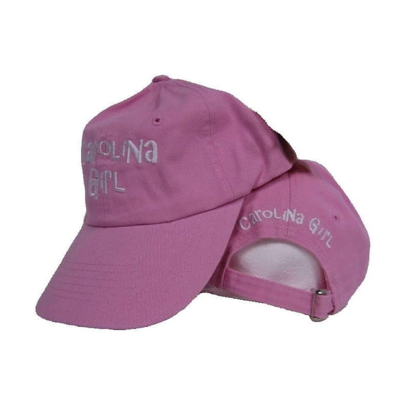 Pink and White South SC Carolina Girl Distressed Style Cap Hat