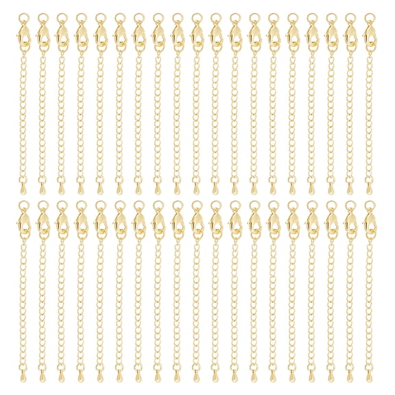 24 Sets 24K Gold Plated Curb Chain Extender End Chains with Lobster Claw Clasps Brass Chain Extension Tails for Jewelry Making Necklaces Bracelet