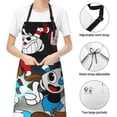 thumbnail image 3 of The Cuphead Show Adjustable Bib Apron, Waterdrop Resistant Aprons with 2 Pockets Cooking Kitchen Aprons for Women Men Chef, 3 of 7