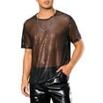 thumbnail image 4 of INSPIRE CHIC Sheer Sequin t Shirt for Men's Shiny Short Sleeve Tee Club Party Metallic Glitter T-Shirt M Black, 4 of 4