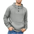 thumbnail image 2 of Yusimy Men's Casual Hooded Sweatshirt Solid Color Zip Up with Pockets Button Details Drawstring Long Sleeve Streetwear Urban Sporty Outdoor, 2 of 5