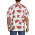 thumbnail image 5 of Xecao offers the Hand Drawn Watermelon for Men's Casual Short-sleeved Shirt, a button-up collared shirt with a pocket, perfect for beach vacations and yacht travel in the Small size., 5 of 7