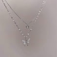 thumbnail image 4 of Shiny Butterfly Necklace Ladies Exquisite Double Layer Clavicle Chain Necklace Jewelry For Ladies Gift--silver-Product code 52763 silver, 4 of 5