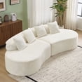 thumbnail image 2 of Plush Velvet Curved Sofa - 4 Seat, Cream White, Minimalist Nordic Style, 111.4" Wide, Soft & Skin-Friendly for Modern Living Room Relaxation & Entertaining, 2 of 27