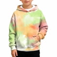 thumbnail image 2 of Nwiuh Girls Tie Dye Sweatshirts Loose Casual Hoodies Long Sleeve Pullover Hooded Tops with Pockets (Orange, 3-4 Years), 2 of 4