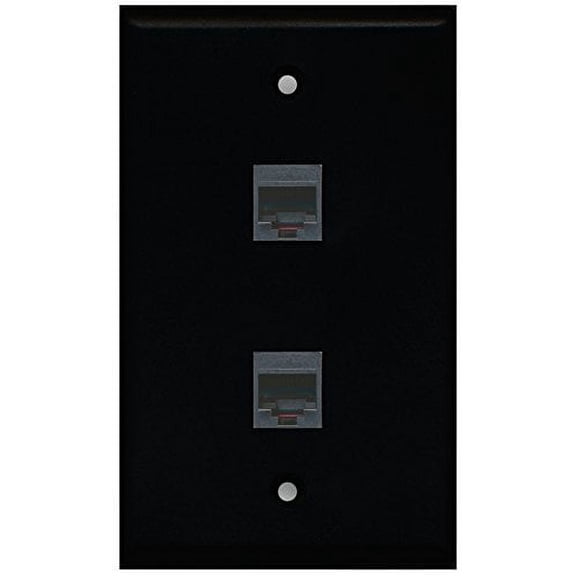 RiteAV - Black 2 Port Phone Black Wall Plate
