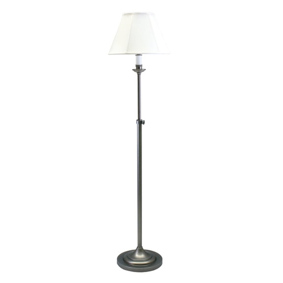 House Of Troy CL201-AS Club Collection Portable Floor Lamp, Antique Sliver with Off White Soft Shade