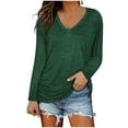 thumbnail image 2 of Lilgiuy Womens Winter Sexy V Neck Long Sleeve Tops Solid Regular Blouse for Weddings Engagements, 2 of 5