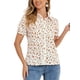 thumbnail image 1 of INSPIRAR CHIC Blusa de algodón con cuello Peter Pan y mangas abullonadas para mujeres, estampado floral, para uso casual de verano, talla XL, color naranja, 1 of 5