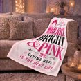 thumbnail image 6 of Pink Breast Cancer Awareness Ribbon Holiday, Festive Holiday Scene, Warm Flannel Blanket for Living Room and Reading Nook, Art Lovers Housewarming Gift, Festive Home Decor, 6 of 9