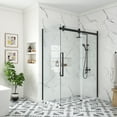 thumbnail image 3 of OVE Decors Bel Soft-Close Matte Black 60" Frameless Sliding Soft Close Shower Door, 3 of 14