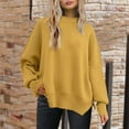 thumbnail image 2 of WEAIXIMIUNG Red Oversized Sweater Women Women's Crewneck Batwing Long Sleeve Sweaters 2024 Fall Oversized Ribbed Knit Side Slit Pullover Tops, 2 of 5