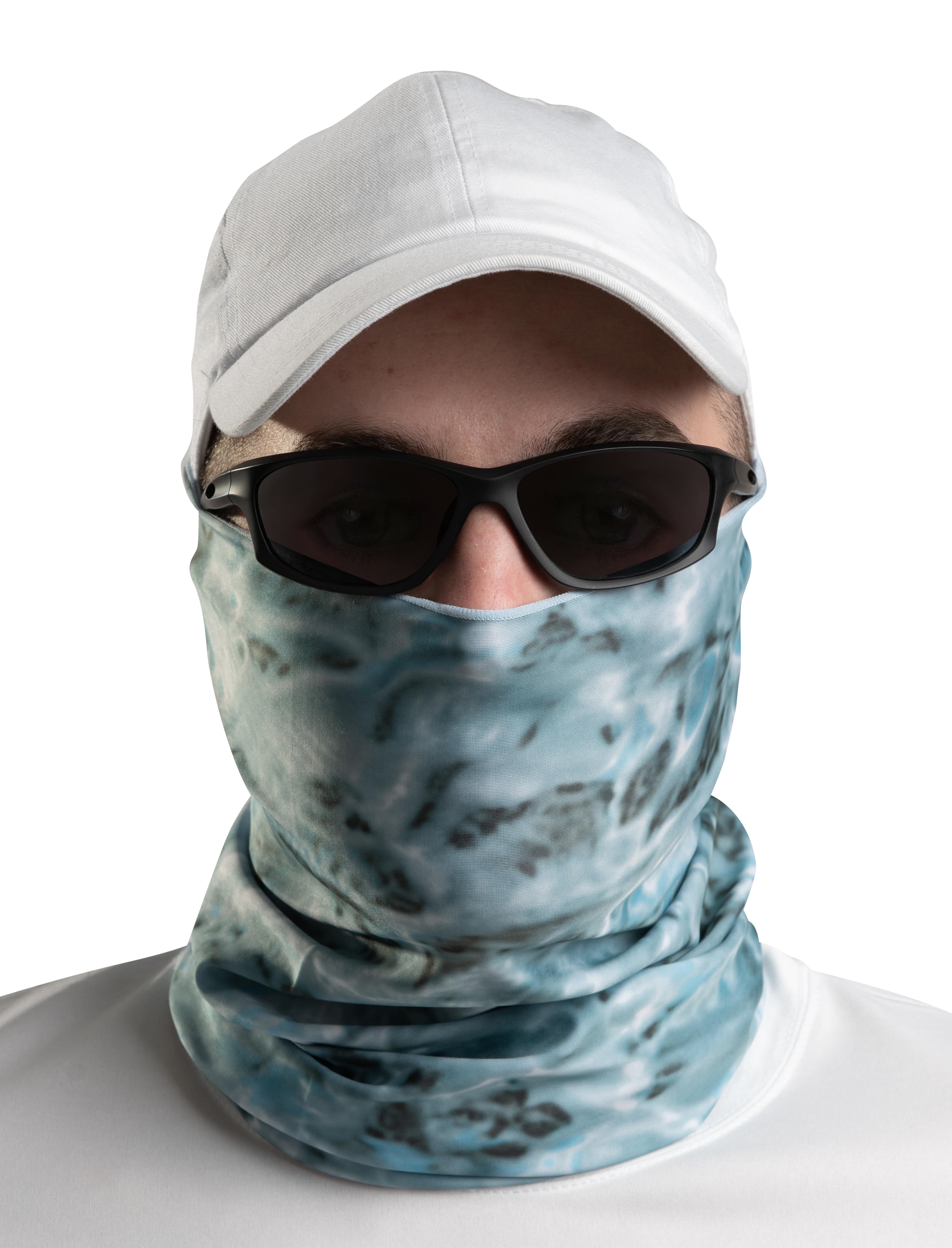 Aqua Design Fishing Hunting Masks Neck Gaiters for Men and Youth: UPF 50+ Sun  Mask Protection: Camo Half Face Cover Balaclava Bandana: Aqua Sky size L 