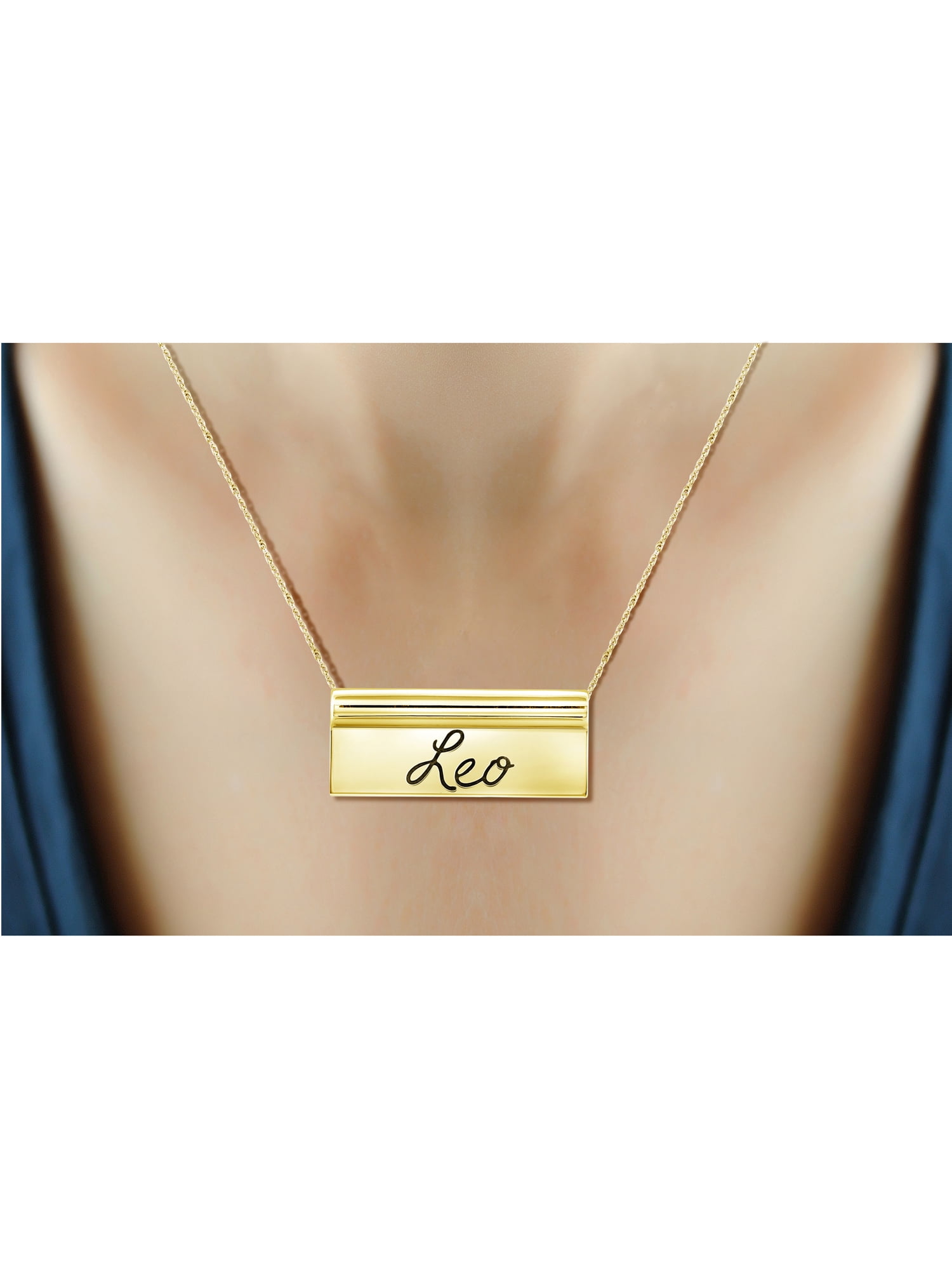 JewelersClub What's Your Sign? 14K Gold Over Silver Leo Engraved Zodiac Nameplate Necklace