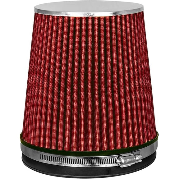 6" 152 mm High Flow Inlet Air Filter, Air Intake Cone Filter Replacement Performance Washable Clamp-On Dry, 6'' Tall(Red)